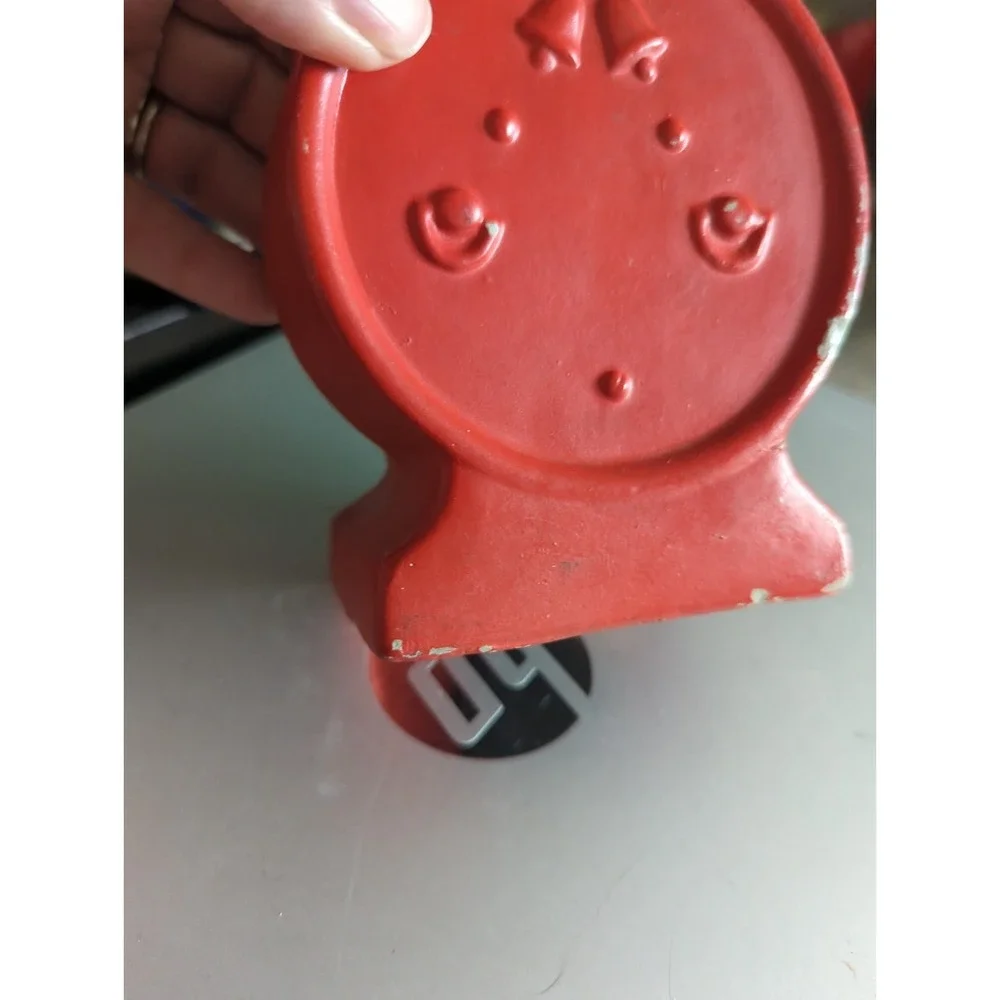 Vintage Enesco Disney Mickey Mouse Bank Clock  Time To Save Japan Red & Gold